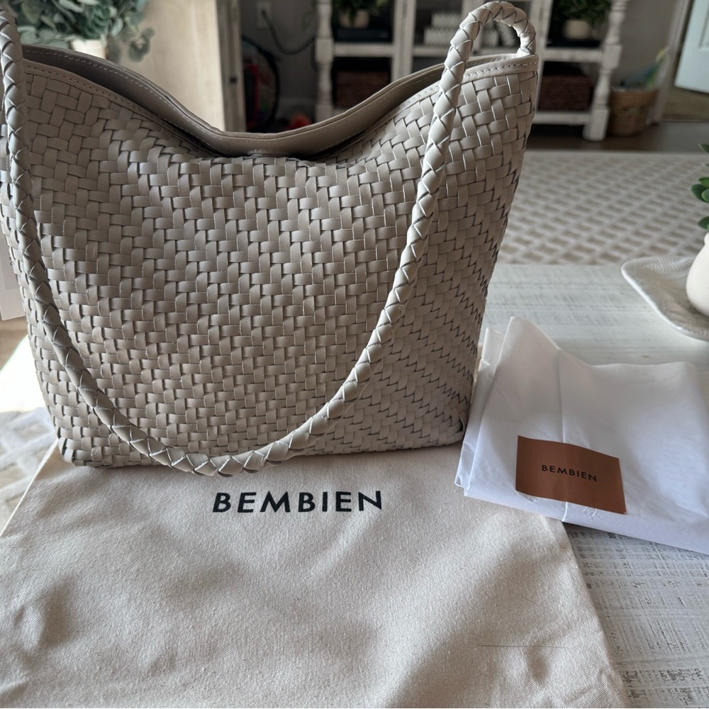 Bembien Serena Cream Leather Hobo Handbag
